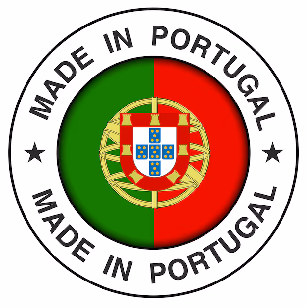 Circular badge with Portugal flag design